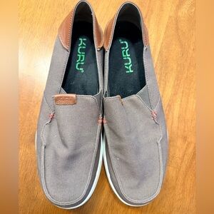 KURU Men's Brown Canvas Slip-On Loafers with Tan Accents